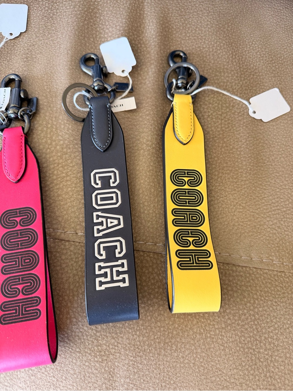 Coach Leather Wristlet Straps in Blue, Pink, Black & Yellow - Picture 3 of 4